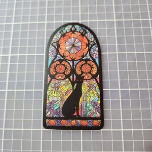 10 for $10 Sticker Stained Glass Black Cat Theme